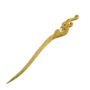 CrystalMood Handmade Carved Wood Hair Stick Dragon 7" Lignum-vitae